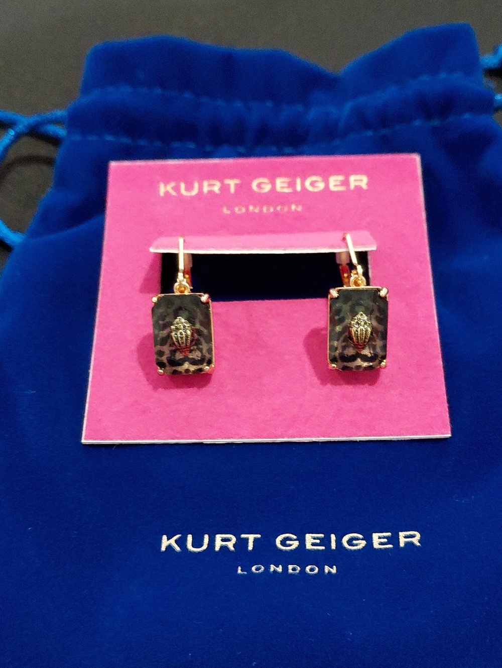 KURT GEIGER LONDON EAGLE & LEOPARD PRINT EARRINGS
